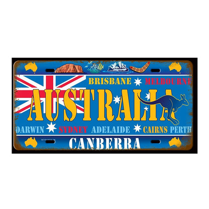 Plaque Tin Sign France Russia Spain Metal Sign Germany USA Country Flag License Plate For Wall Home Restaurant Craft Bar Decor