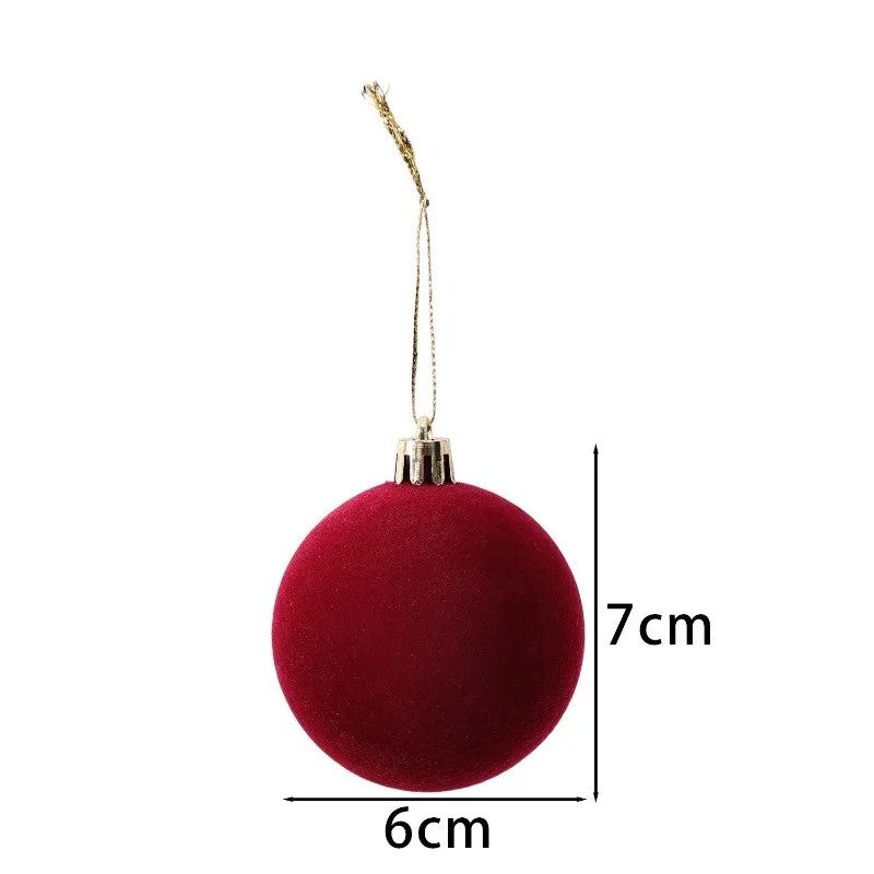 1/30pcs Wine Red Christmas Ball Velvet Round Christmas Balls Xmas Tree Ornaments Ball Hanging Pendants New Year Party Decor