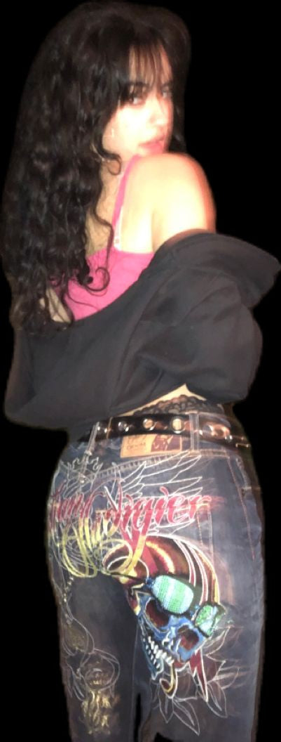 Baggy Wide Leg Y2K 2000s Loose Jeans Embroidered Buddha Casual Denim Pants Harajuku High Waist Straight Jeans Y2k Women Clothing