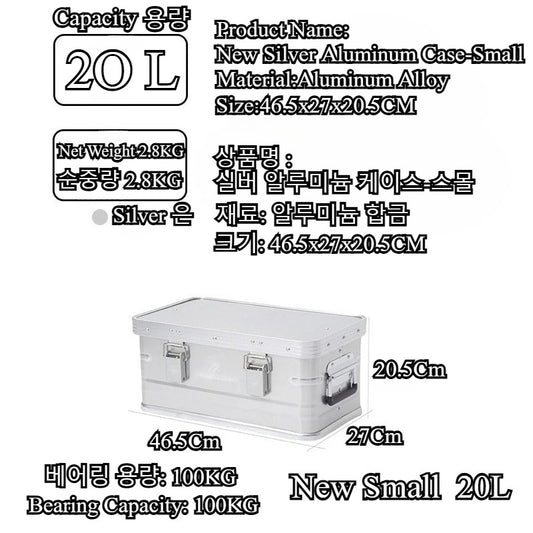 MOUNTAINHIKER Outdoor Storage Box Camping Picnic Travel Aluminum Alloy Large Capacity Box Silver Storage Bag 30-80L