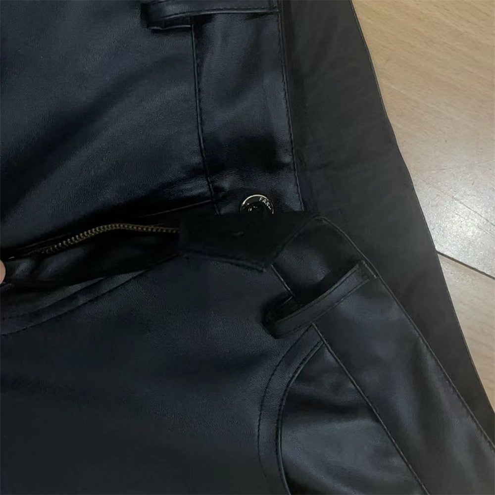 Men's Leather Pants Skinny Fit Elastic Fashion PU Leather Biker's Trousers Nightclub Party & Dance Pants Thin