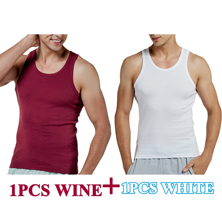 Tank Tops Men New 100% Cotton Solid Vest Mens Slim Casual Breathable Sleeveless