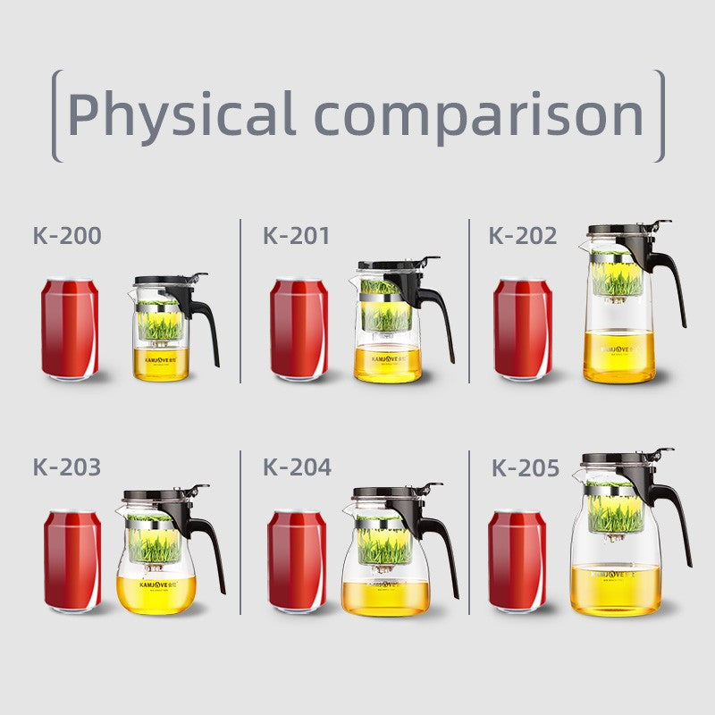 Bule de Chá de Vidro Resistente ao Calor KAMJOVE 400-900ML com Filtro de Um Toque para infusões Chaleira, Bule de Chá de Vidro com Separação