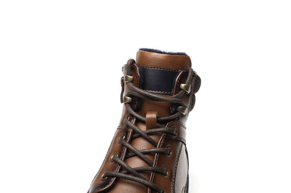 BHKH Botas Masculinas de Inverno da Moda botins Zíper Cadarço Botas de Tornozelo Sapatos Sociais Vintage de Negócios Sapatos Casuais de Couro Para Homens