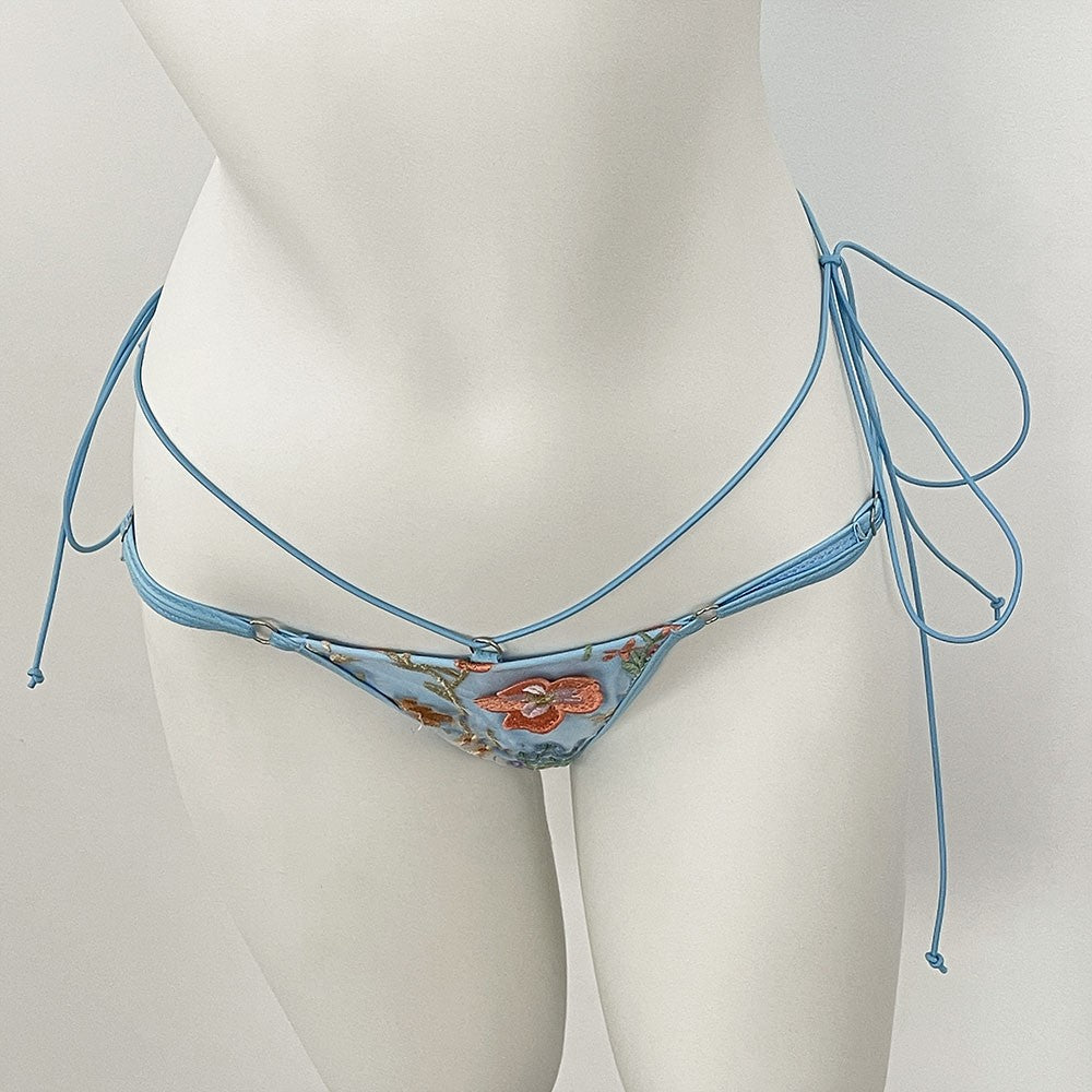 DEBAIOR 2025 Women Bikini Set Floral Embroidery Lingerie Set Women Sheer 2-Piece Boho Bra + Panty Underwear Set Intimates