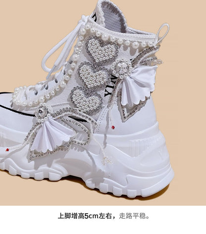 Fashion Women's Shoes Spring Casual Thick Sole 8cm Designer Sneakers Girls Lace-up Ladies Casual Shoes Women Sneakers