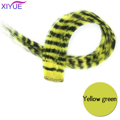 Synthetic One Card Hair Extension Wig Hair For Women Long Straight Clip-in Colored Zebra Line Feather Hair Extensions Fake Hair
