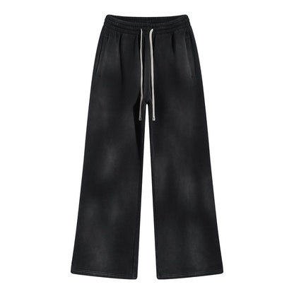 Autumn and winter 2024 new splash ink white spray-dyed loose plus velvet joggers