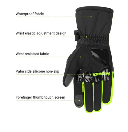 Luvas de Motocicleta Impermeáveis Masculinas de Inverno Luvas Protetoras de Motocicleta Quentes à Prova de Vento para Motocross com Tela Sensível ao Toque