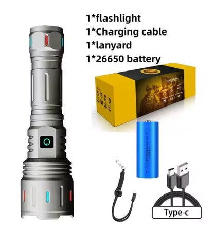 Super Bright Flashlight 10000000LM Torch High Power LED Flashlights Zoomable Lantern Rechargeable Lamp Magnet Tactical Lantern