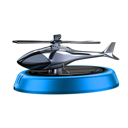 Solar Powered Rotation Helicopter Solar Aromatherapy Car Air Freshener Alloy+ABS Wooden Fragrance Auto Aroma Diffuser