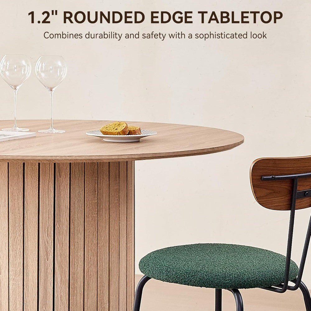 47" Round Dining Table for 4, [Chamfered Edge 1.2" Thickness Tabletop] Farmhouse Kitchen Table Circle Pedestal Dinner Table, ?47