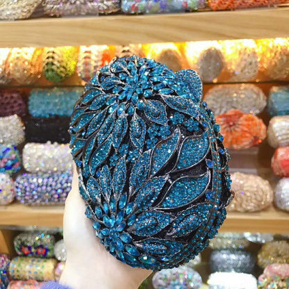 XIYUAN women red/pink/blue/gold/silver Hollow Out Flower Birthday party Crystal Evening bag Clutch purse Minaudiere Handbags