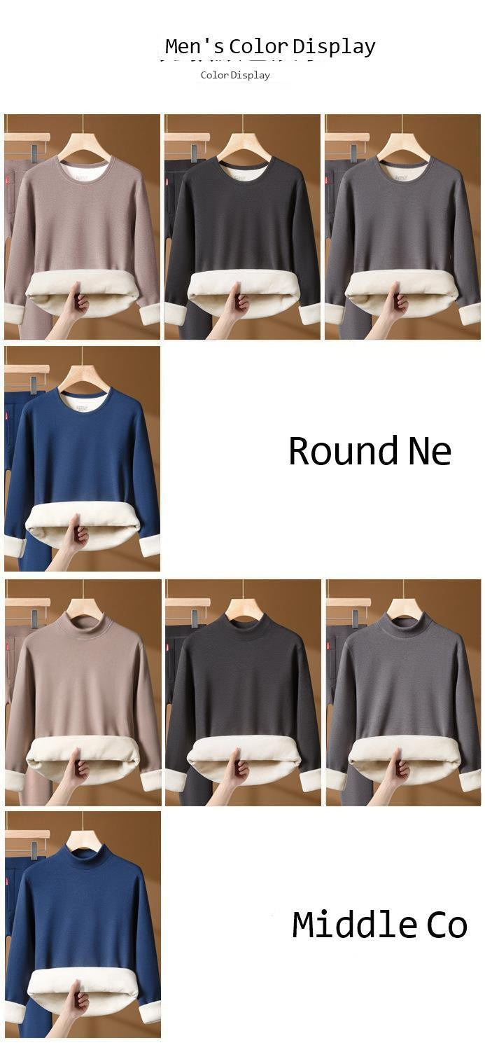 Winter Thermal Underwear Set For Men And Women Thick Velvet Lining Suitable For Wearing Cold Warm Underwear's Top And Bottoms