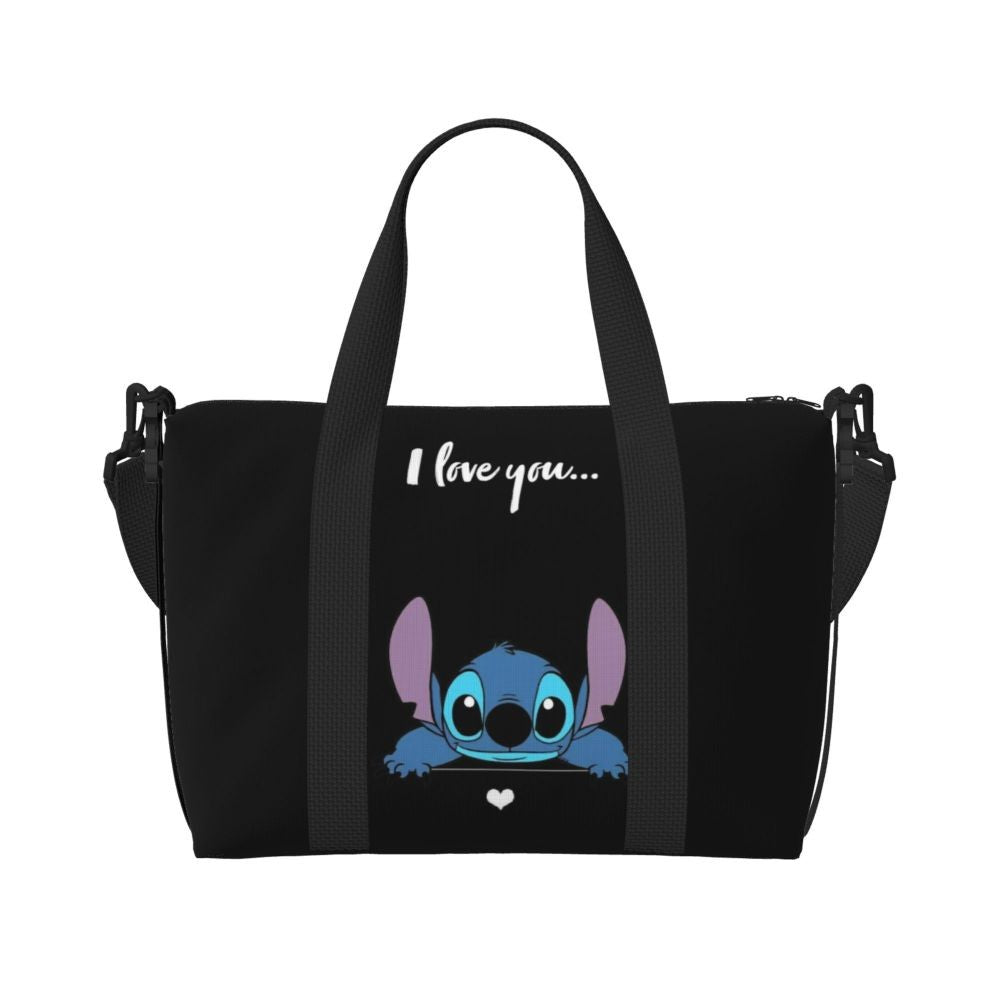 Custom Large SLilo And Stitch Cartoon Tote Bag Women Anime Shopping Shoulder Beach Gym Travel Bag