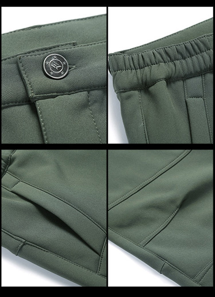 TRVLWEGO Thick Warm Fleece Hiking Pants Men Winter Waterproof Windproof Outdoor Soft Shell Rain Trekking Camping Ski Trousers