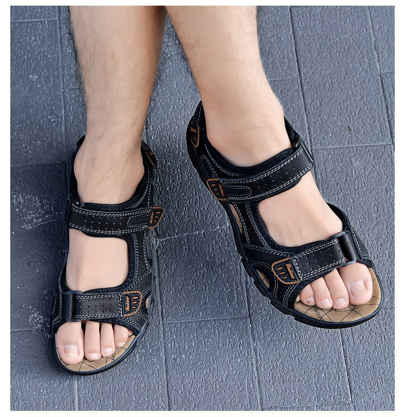 Brand Classic Mens Sandals Summer Genuine Leather Sandals Men Outdoor Casual Lightweight Sandal Fashion Men Sneakers Size 38-46