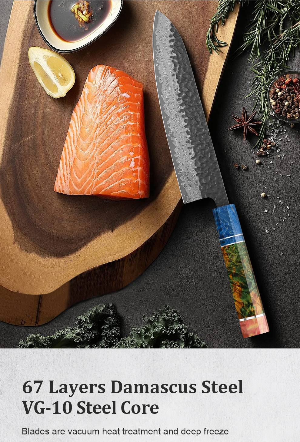 1-4 PCS Kitchen Knife set VG10 Damascus Steel Japanese chef Knife Santoku Knife Nakiri Knife kiritsuke knife Stable wood Handle