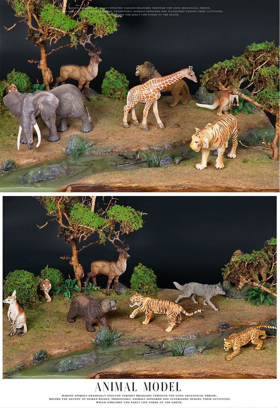 Simulation Wild Animal Elephant Lion Graffe Brown Bear Action Figures Wildlife Sika Deer Hippo Zebra Crocodile Figurines Kid Toy