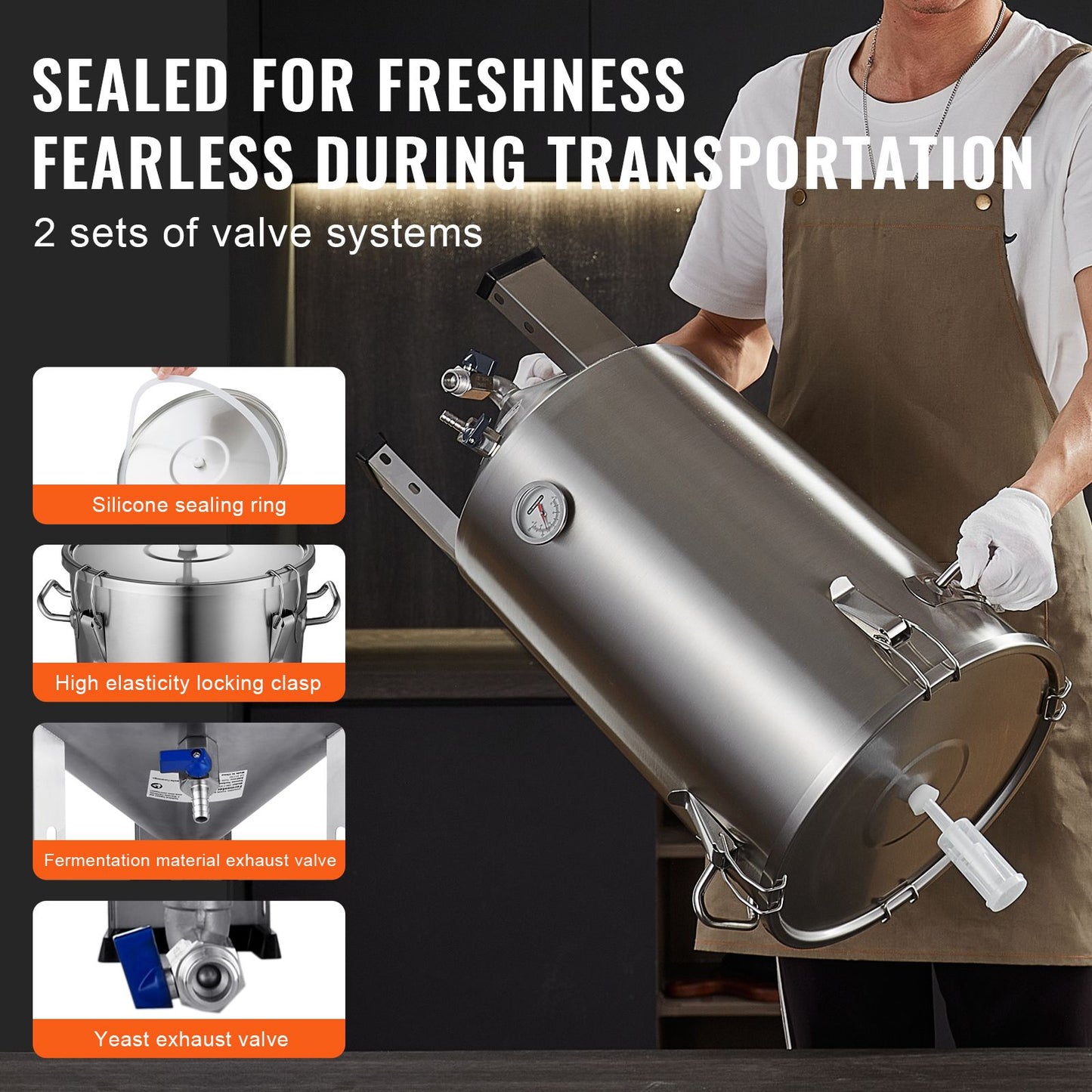 SucceBuy 8 16 GAL Fermentador de Cerveja Brew Bucket Fermentador para Cerveja Suprimentos para Cerveja Artesanal com Base Chaleira Panela Grande