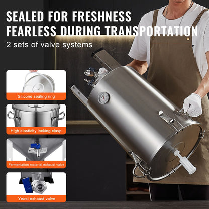 SucceBuy 8 16 GAL Fermentador de Cerveja Brew Bucket Fermentador para Cerveja Suprimentos para Cerveja Artesanal com Base Chaleira Panela Grande