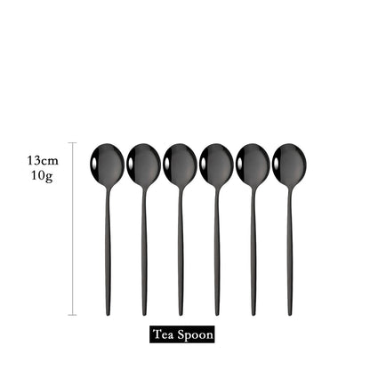 6Pcs/Set Teaspoon Stainless Steel Flatware Colorful Cake Fruit Spoons Dessert Small Coffee Spoon Snack Kitchen Dinnerware Tools