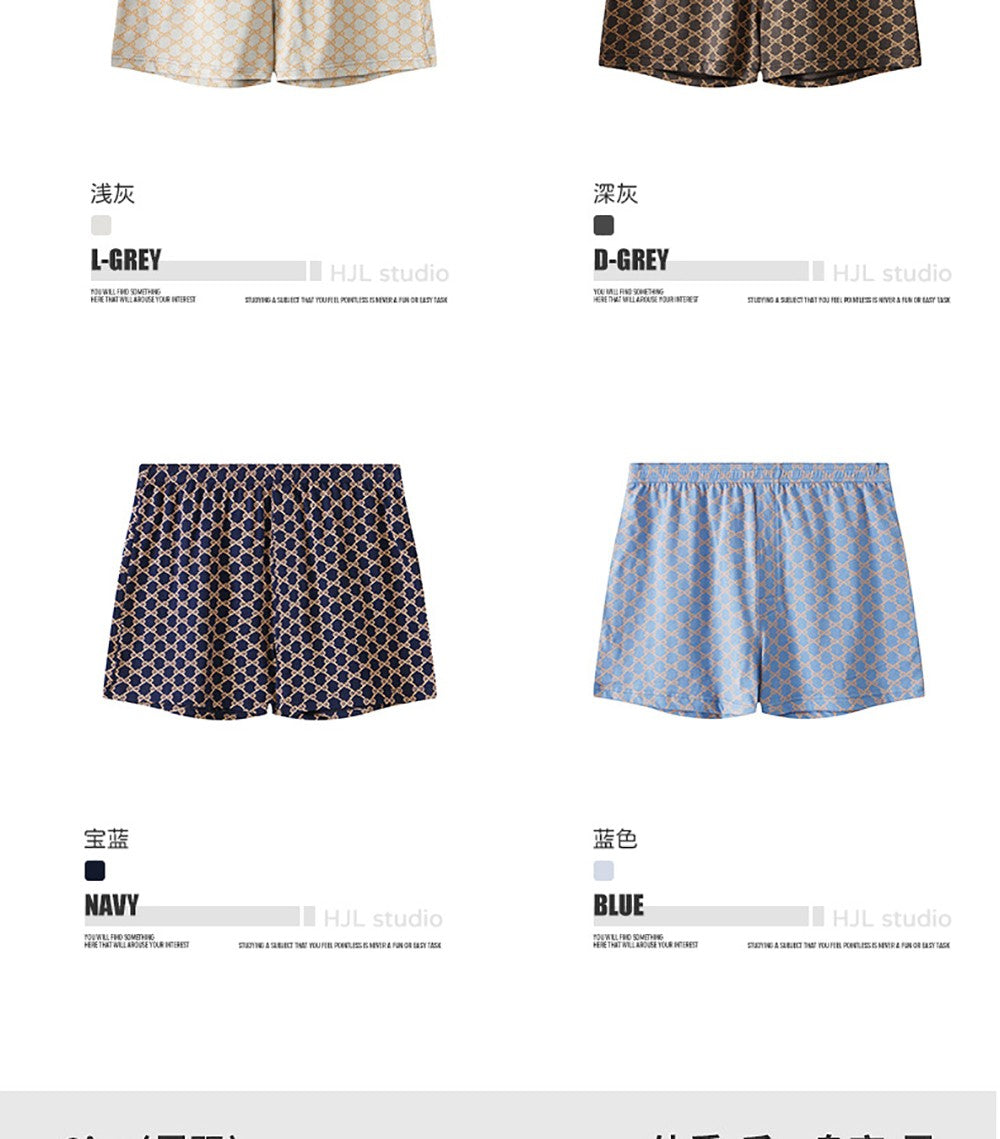 3PCS Plus Size Boxers&Briefs Underwear Man 100% Cotton Breathable Men's Summer Pajamas Pants Fashion Print Mid-rise Allo Pants