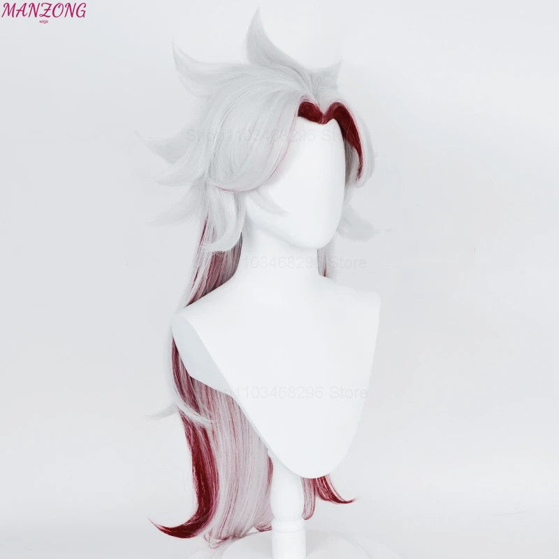 High Quality Game Impact Arataki Itto Cosplay Wig Heat Resistant Synthetic Hair Anime Wigs + Red Horn Prop Accessories