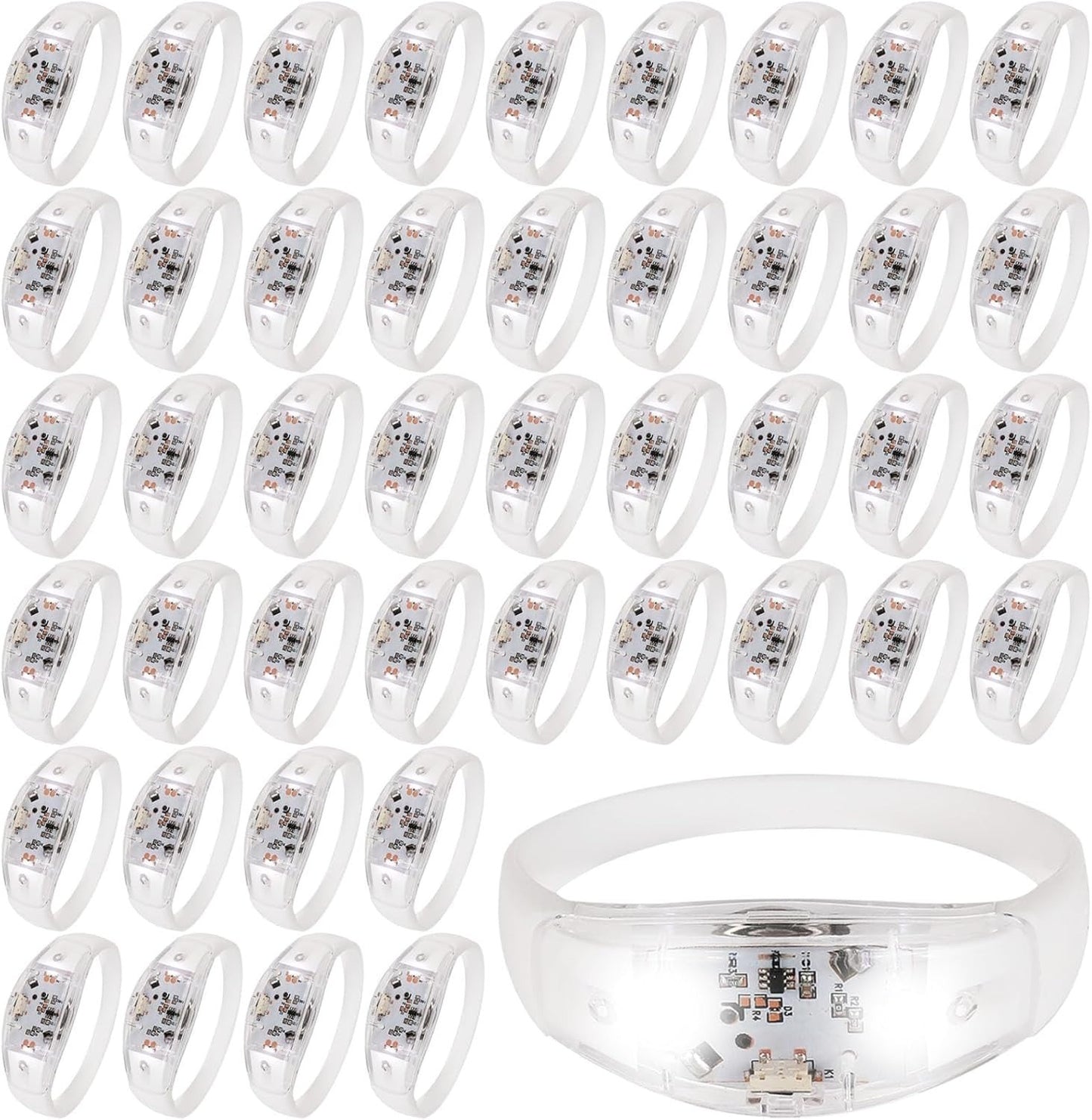 150 Pcs LED Glow Bracelets Sound Activated Light Up Bracelets For Adults Glow In The Dark Party Supplies