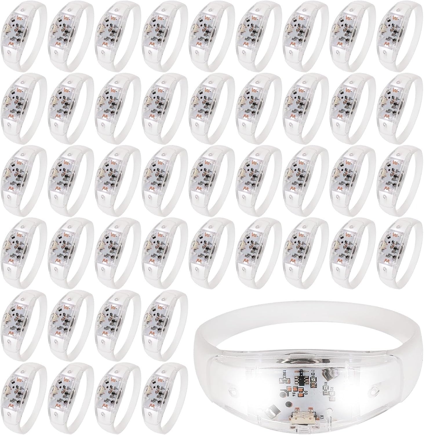 150 Pcs LED Glow Bracelets Sound Activated Light Up Bracelets For Adults Glow In The Dark Party Supplies