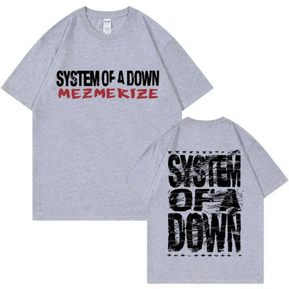 Summer men's Rock System of A Down Mezmerize band album print T-shirt Vintage alternative metal music Harajuku short sleeve
