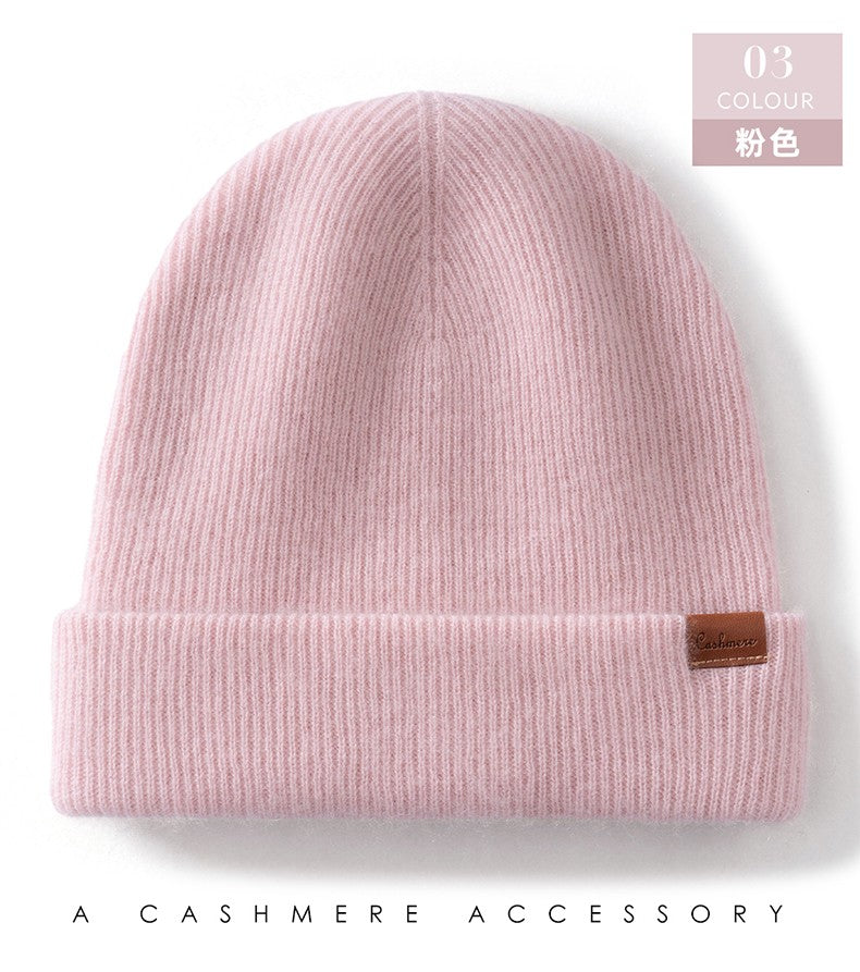 New Autumn Winter 100% Cashmere Hat Knitted Mountaineering Wool Hat Outdoor Skiing Double Layer Men and Women Thickened Warm