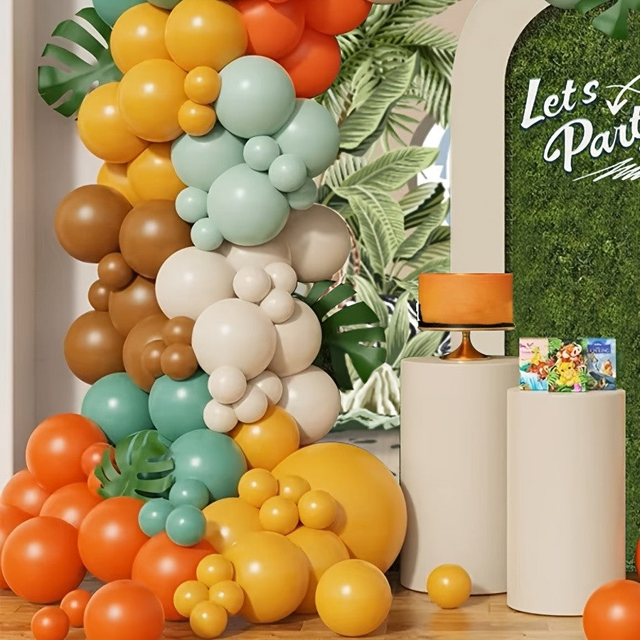 128Pcs Forest Balloon Garland Arch Kit Brown Orange Sage Green Latxe Balloons for Jungle Baby Shower Birthday Party Decor Gifts