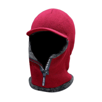 Novos Homens Inverno Quente Lã Chapéu Outdoor Proteção Orelha Chapéus Quente Grosso Bicicleta Gorro de Malha com Cachecol Viseiras à Prova de Vento