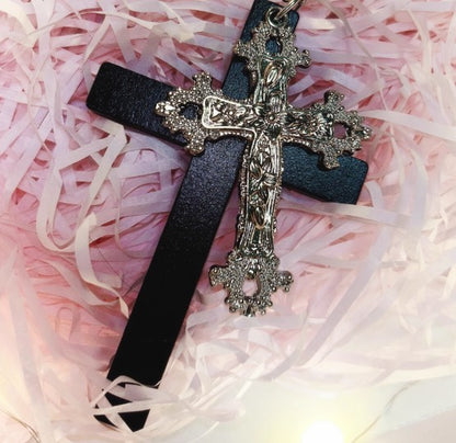 Gothic Big Zircon Cross Necklace Unisex Y2K Irregular Goth Large Cross Pendant Necklaces  for Men Women Couple Necklace Jewelry