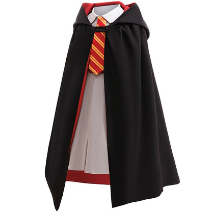 Halloween Movie Cosplay Costume Girls Striped Top + Cape Casual Suit Carnival Halloween Birthday Magic School Dress
