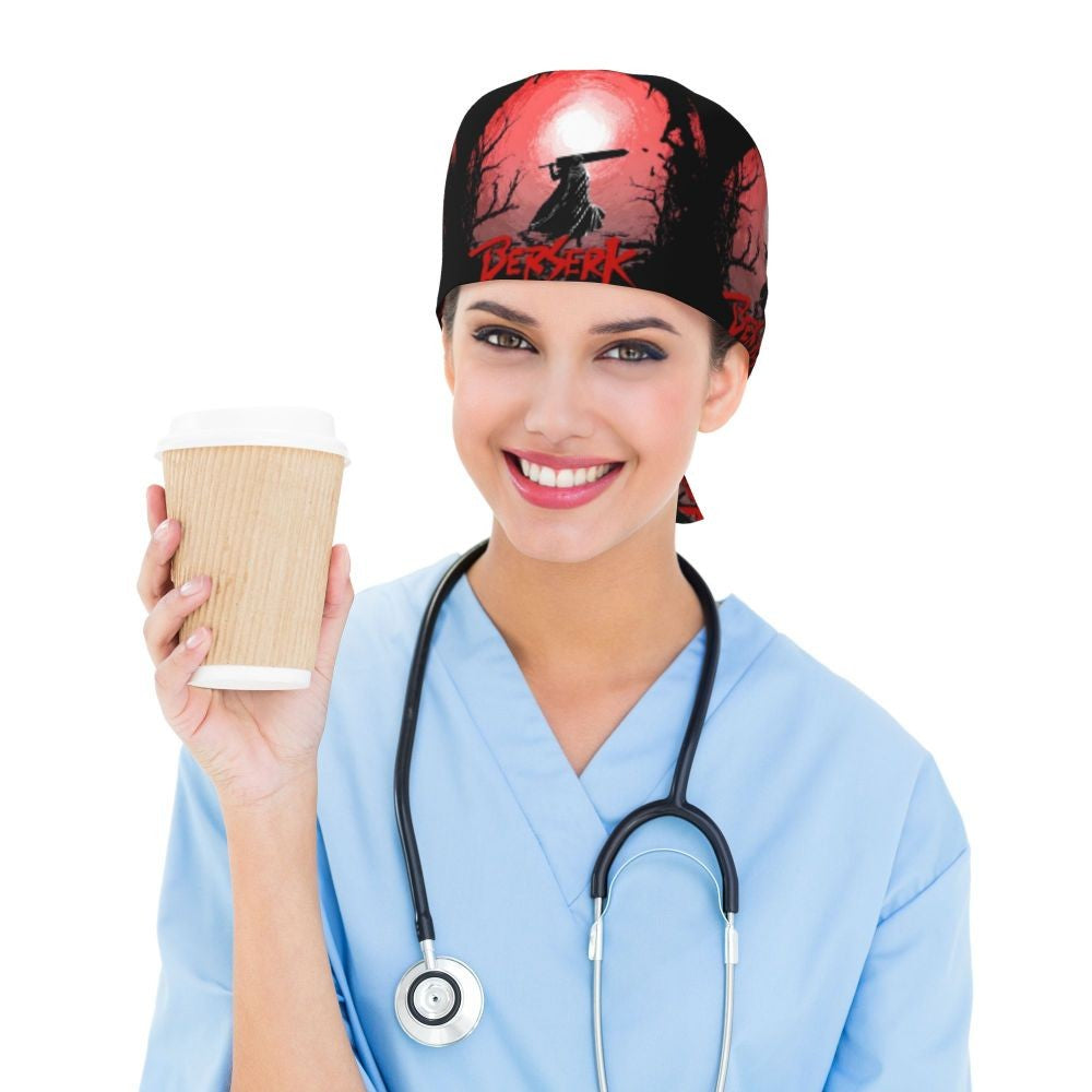 Touca Cirúrgica Clássica Personalizada com Logo de Anime Japonês B-Bereserks para Homens e Mulheres, Touca de Médico e Enfermeiro para Dentista