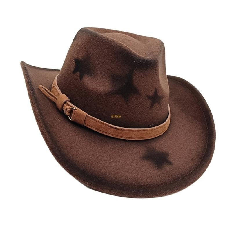 Homburg Cowboy Hats Old Fashion Porkpie Hat Stylish Panama Hat Belt Fedoras