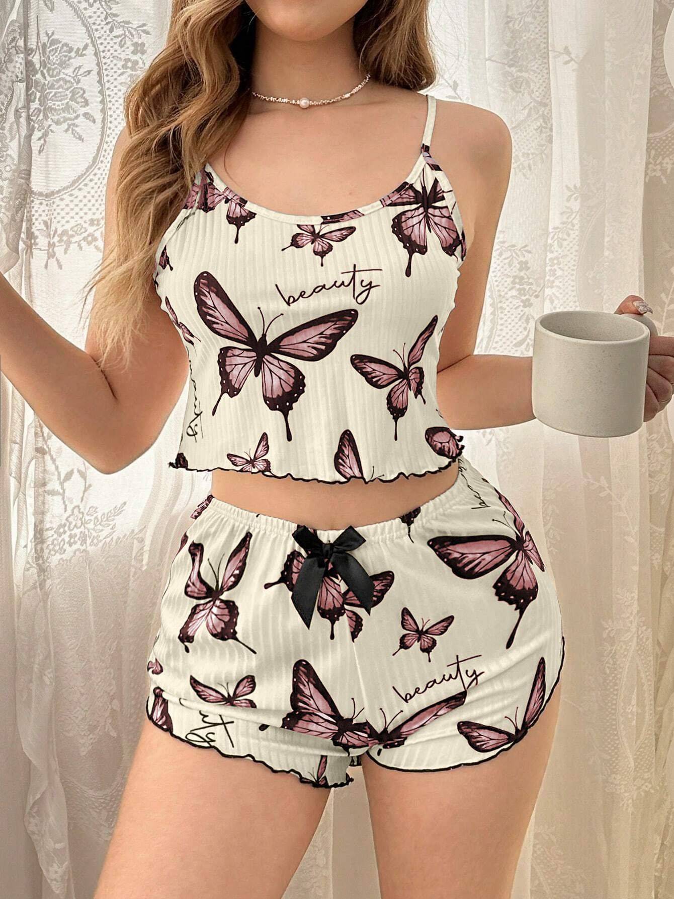 Casual Printed Pajamas For Women Two Pieces Sleepwear Women's Pajama Shorts Loungewear Sets Nightwear Female Home Suit Clothes