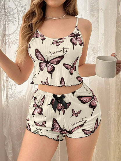 Casual Printed Pajamas For Women Two Pieces Sleepwear Women's Pajama Shorts Loungewear Sets Nightwear Female Home Suit Clothes