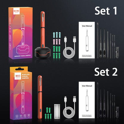 Conjunto de Limpeza de Ouvido com Câmera, Hastes para Ouvido, Otoscópio, Carregamento USB C, Ferramenta de Remoção de Cera com Endoscópio, Câmera Mini de Limpeza de Ouvido, Conjunto de Limpeza de Ouvido