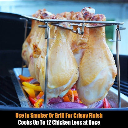 Folded Roast Rack Roast Chicken Leg Rack Chicken Wing Leg Rack Grilling BBQ Non-Stick Barbecue Rib Stainless Steel