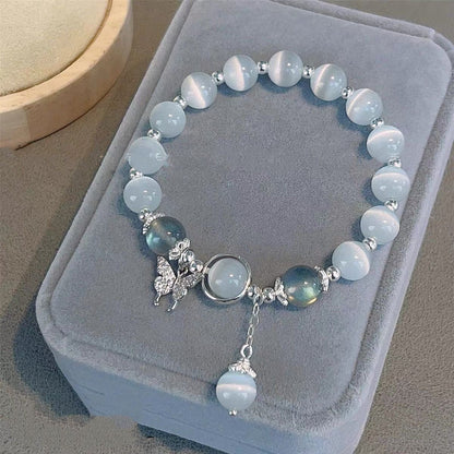 Nova pulseira de cristal com contas simples para mulheres meninas coreanas ins flor raposa pena borla pulseiras melhores amigas joias presentes 2024