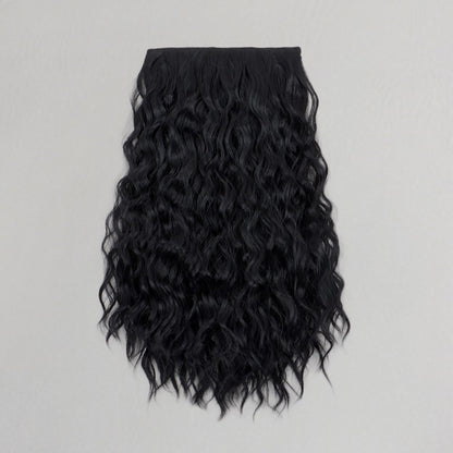 Extensão de Cabelo Sintética de 18 Polegadas, Uma Peça, 6 Clipes, Curta, Ondulada, Encaracolada, com Clipe, Invisível, Volumosa, Preta/Castanha, para Mulheres
