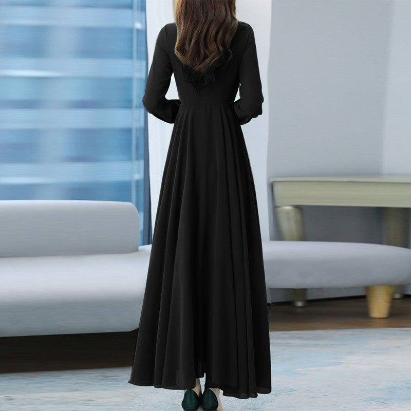 ZANZEA Women Long Sleeve A-line Sundress Spring Long Dress Autumn Solid Party Holiday Maxi Dresses Vestidos Femme Vintage Robe