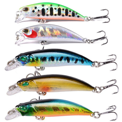 Kit de Iscas Artificiais 5 Peças: Minnow Afundante, Truta, Isca Artificial, Crankbait, Anzol para Baixo, Wobbler, Caixa de Equipamentos de Pesca, Jerkbait Flutuante
