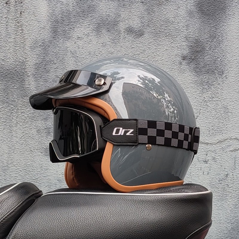 Capacete de motocicleta retrô semiaberto acessórios para motocicleta cross-country capacete de motocicleta 3/4 capacete retrô de inverno