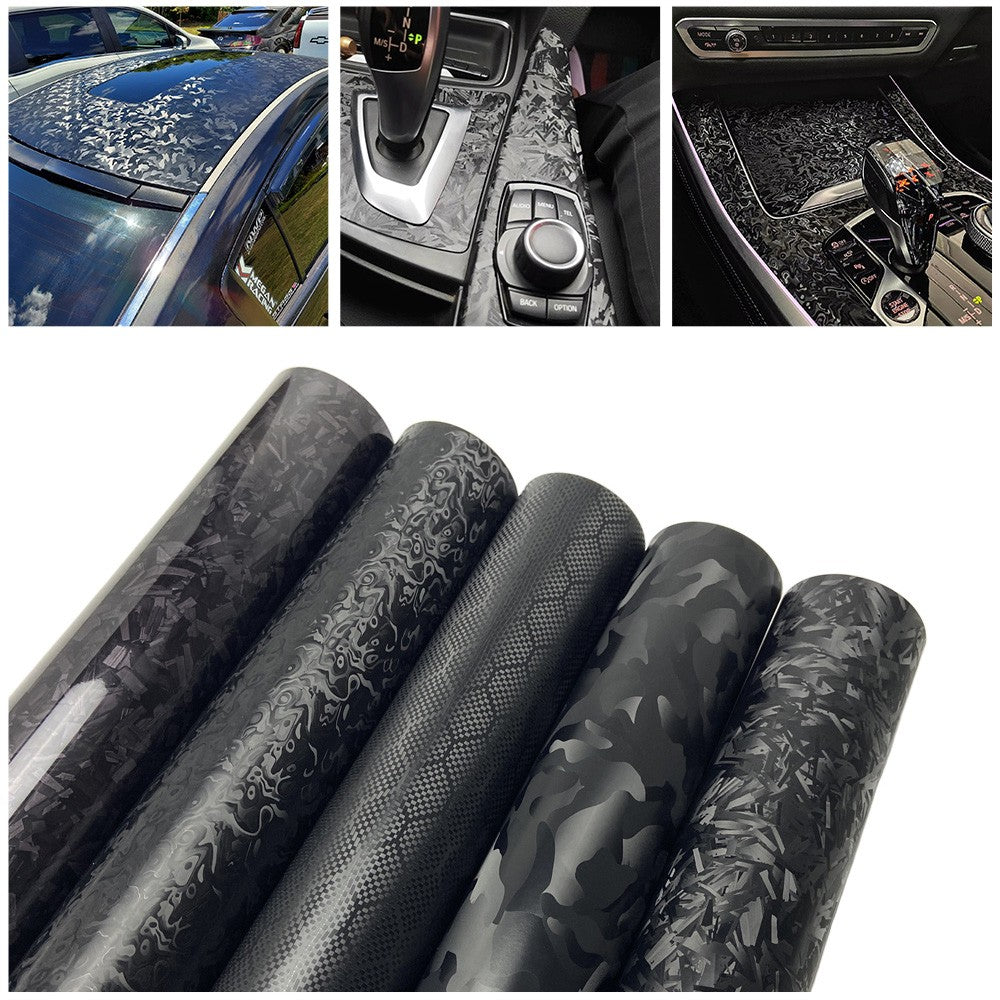 Vinil Envelopamento Fibra de Carbono Forjado Preto Cosmic Hex Carro Envelopamento Filme para Veículos e Motocicletas Interior e Exterior