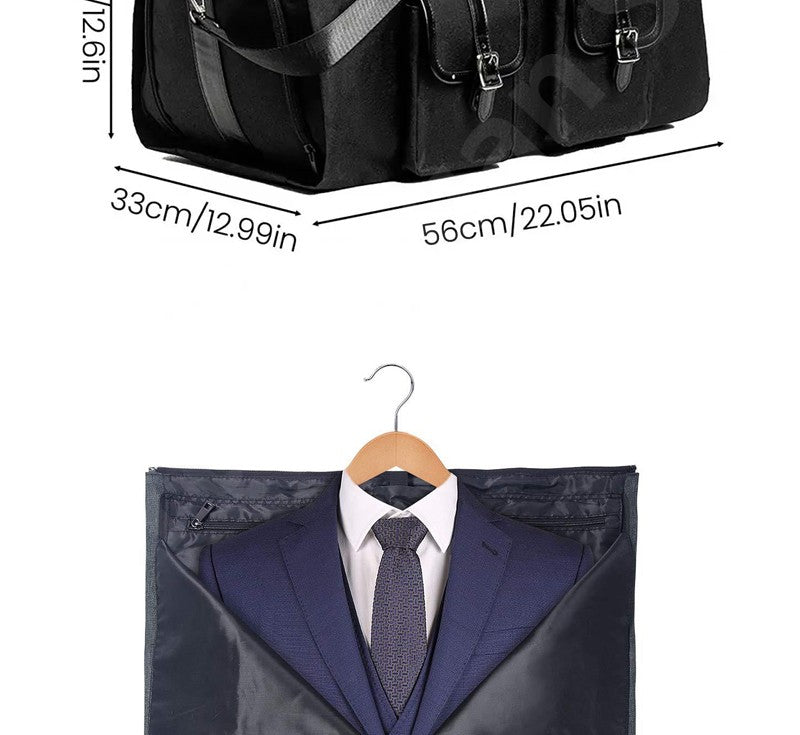 2025 New Men Waterproof Weekend Travel Work Large Capacity Multifunctional Hand Luggage Storage Two-in-One Convertible Suit Bag