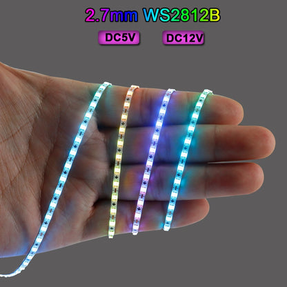 2.7mm WS2812B LED Strip Ultra Narrow 160Leds/M Individually Addressable RGBIC Light Strip Dreamcolor DC5V/12V